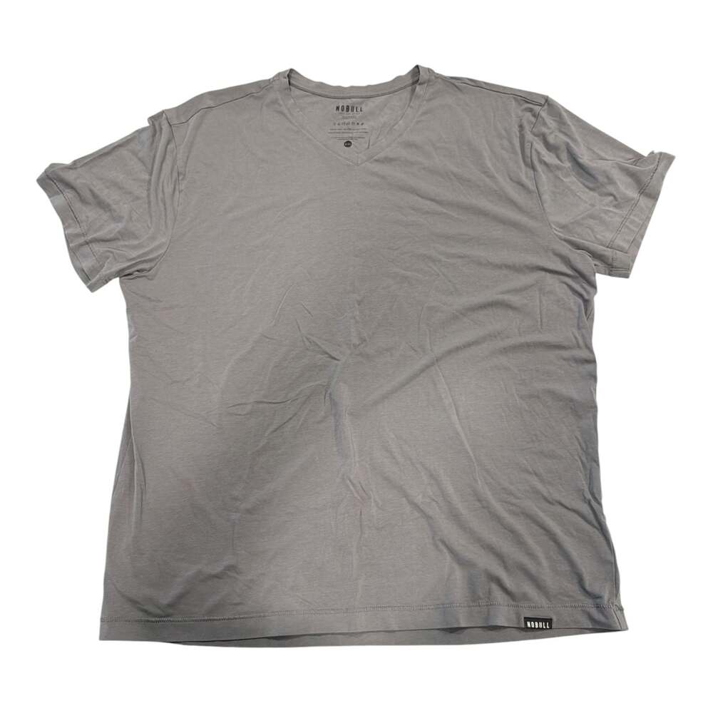 NoBull Men's V-Neck Short Sleeve T-Shirt Grey Size XXL